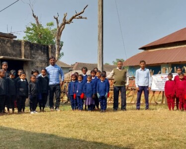 Children of Tulsiboni Primary School wearing thermal wear distributed by Uma Guha Foundation with Head Sir Shri. Kalhan Mandal. Children of Tulsiboni Primary School wearing thermal wear distributed by Uma Guha Foundation with Head Sir Shri. Kalhan Mandal.